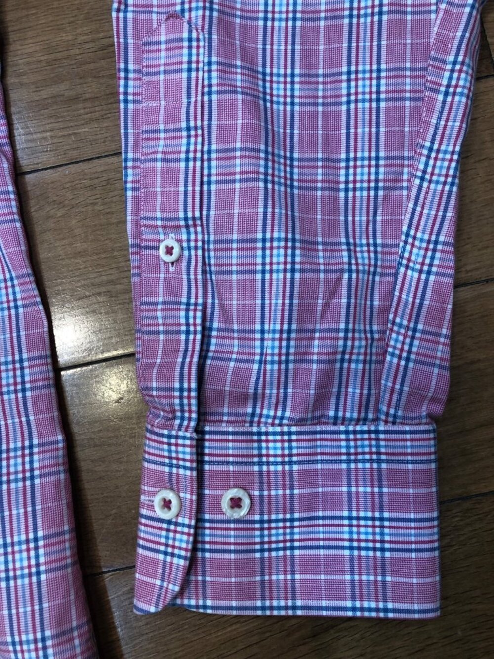 Peter Millar Men's Size L 100% Cotton Pink Plaid Long Sleeve Button-Down Shirt - Picture 5 of 9